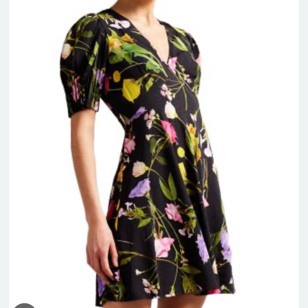 Nwt Ted Baker Opallie Puff Sleeve Mini Dress: Size 3(U.S. Size 8) MSRP $285